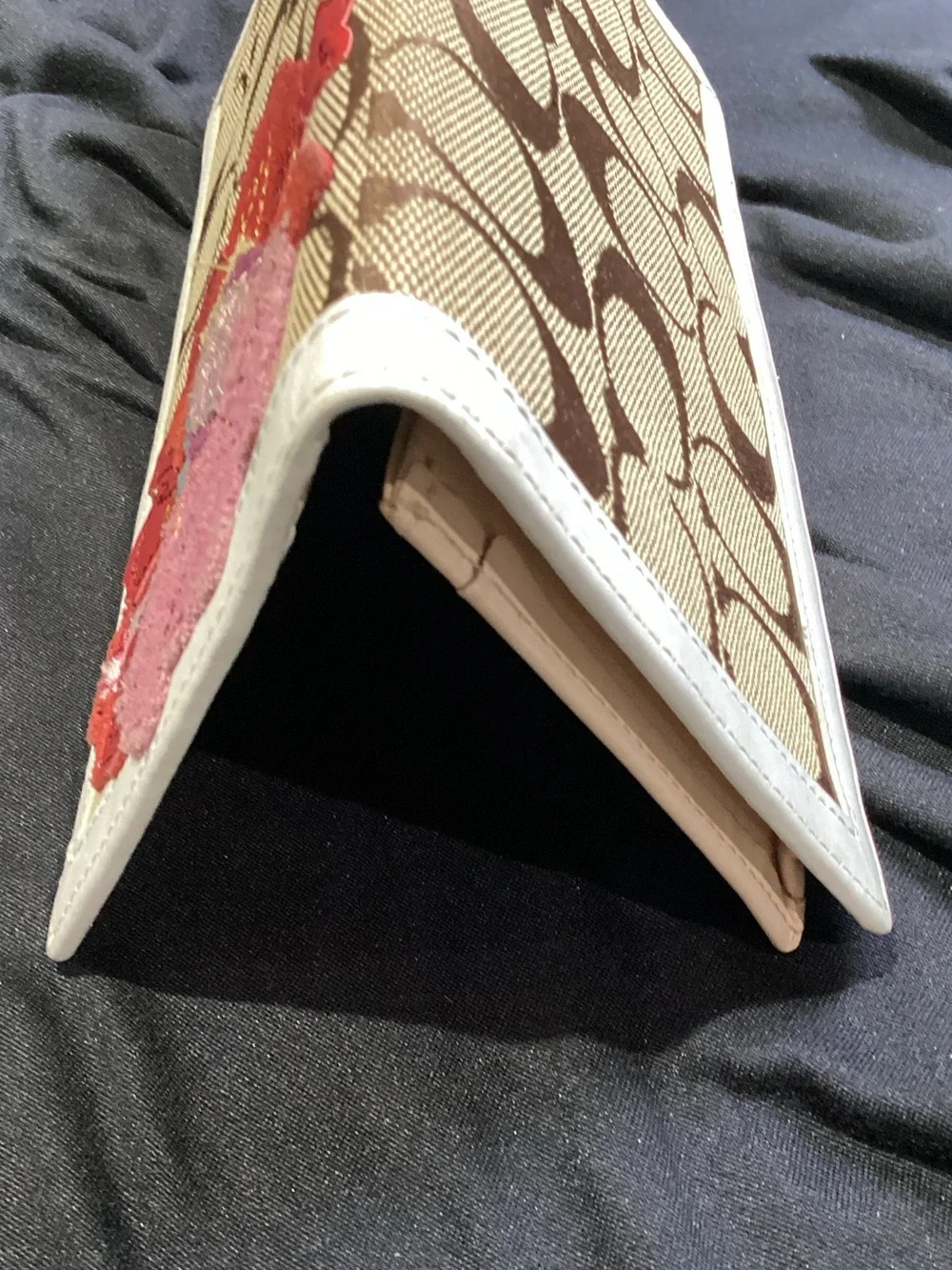 Coach Floral Applique Signature Continental Wallet - Brown, Red, Pink